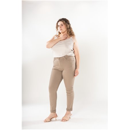PANTALON SLIM BEIGE BT TAILLE HAUTE