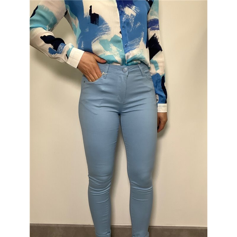 jeans slim taille haute bleu ciel