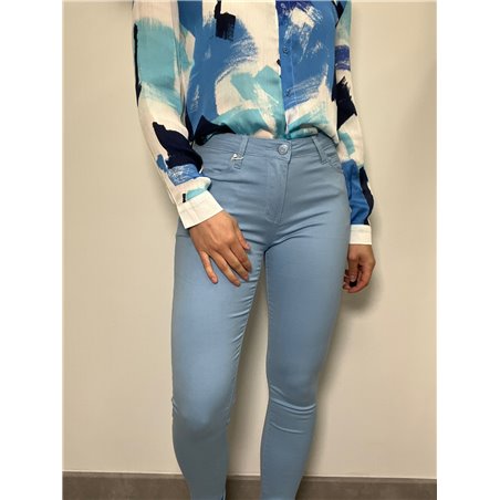 jeans slim taille haute bleu ciel