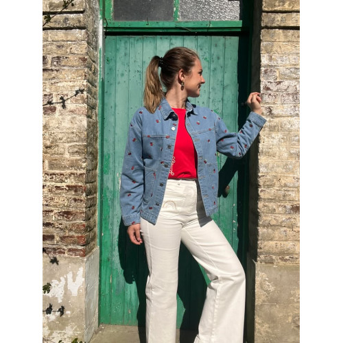 veste en jean cerises pr25