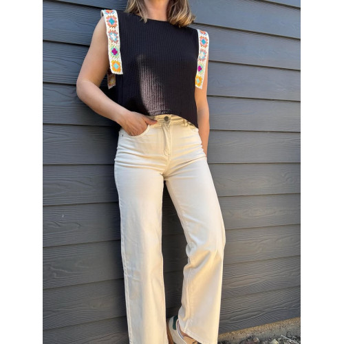 jean wide leg enf beige 90d...