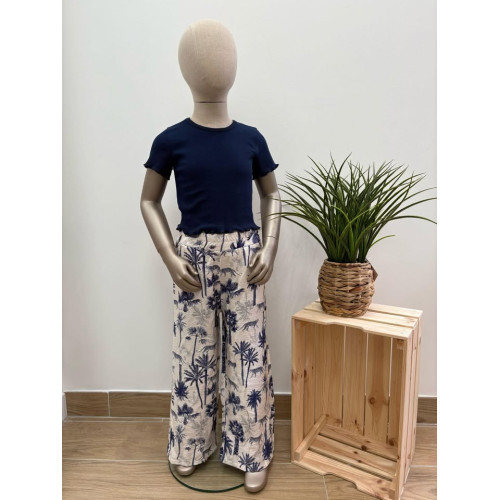 pantalon palmier bleu...