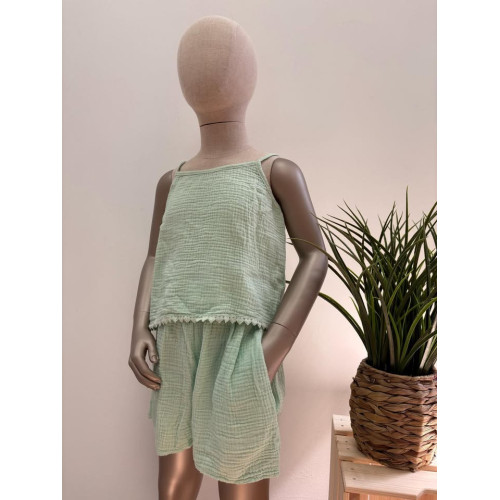 short gaz coton vert menthe...