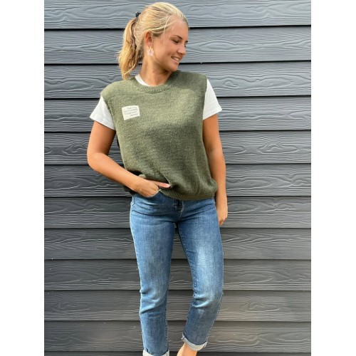 Pull sans manches Life kaki...