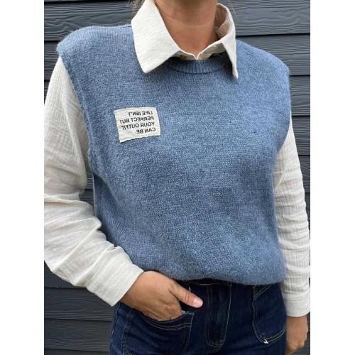 Pull sans manches Life bleu...