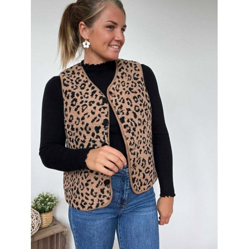 gilet sm leopard coeur dore...
