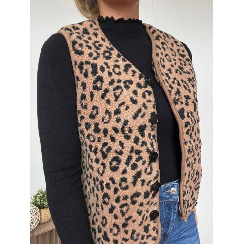 gilet sm leopard coeur dore...