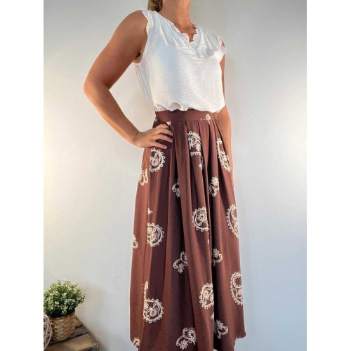jupe longue rosalie choco at25
