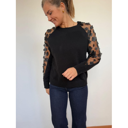 Pull Fleur noir hiv25