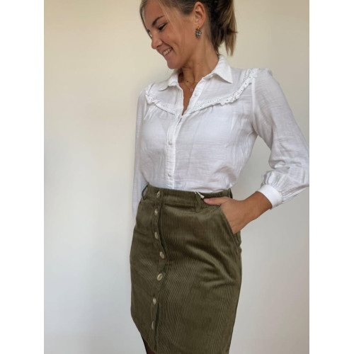 jupe courte velours kaki...