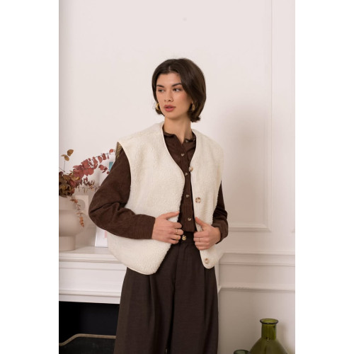 veste sm bouclie ecru hiv25