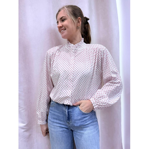 blouse pois fushia pr26