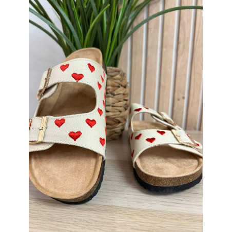 mules coeur beige pr26