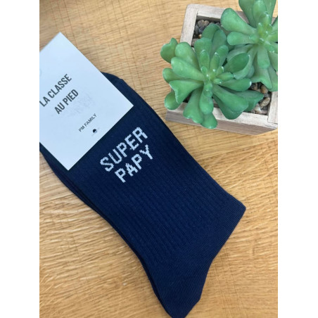 chausettes super papy bleu
