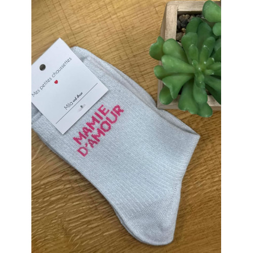 chaussettes mamie amour argent