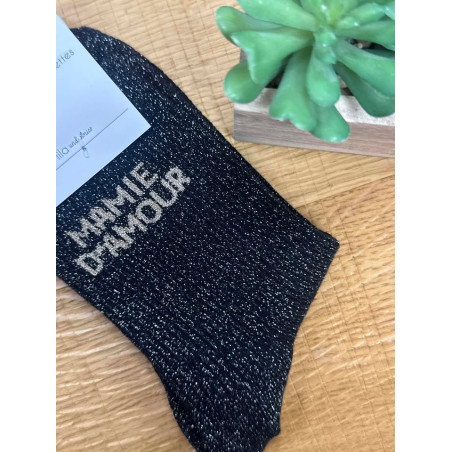 chaussettes mamie amour noir