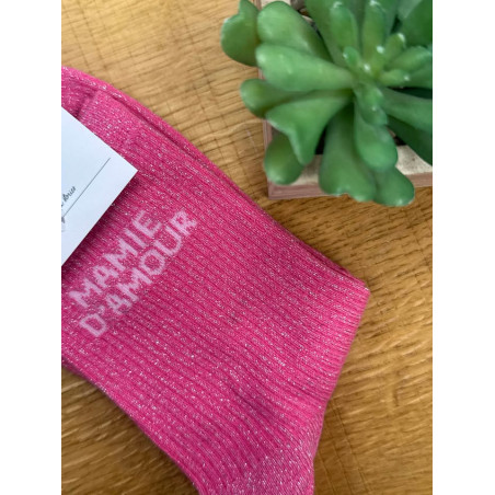 chaussettes mamie amour rose