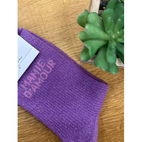 chaussettes mamie amour violet