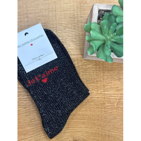 chaussettes je taime noir
