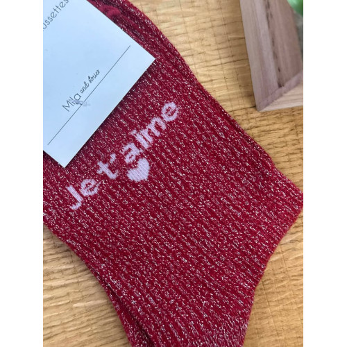 chaussettes je taime rouge