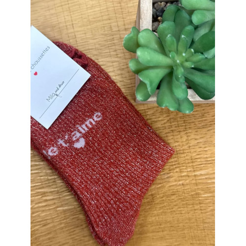 chaussettes je taime corail