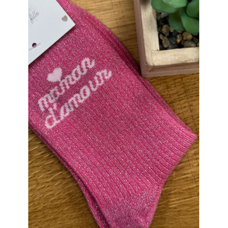 chaussettes maman amour rose