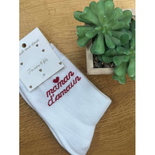 chaussettes maman amour blanc