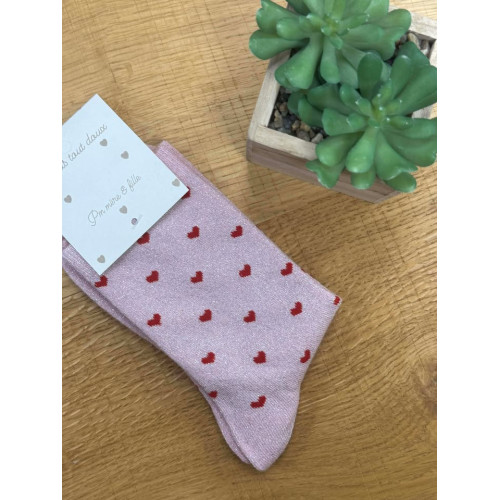 chaussettes coeurs rose
