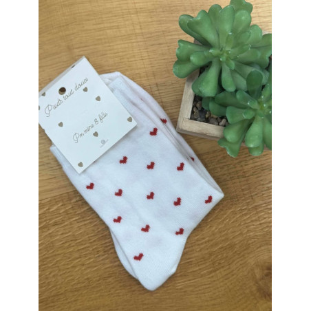 chaussettes coeurs rouge