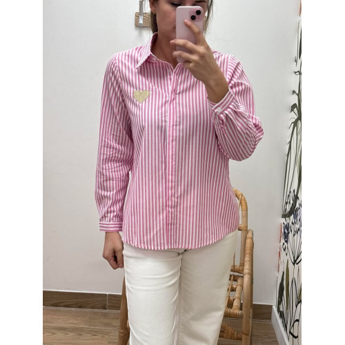 chemisier raye rose gc pr26