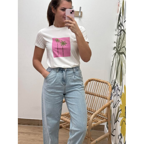 tee shirt palmier rose pr26