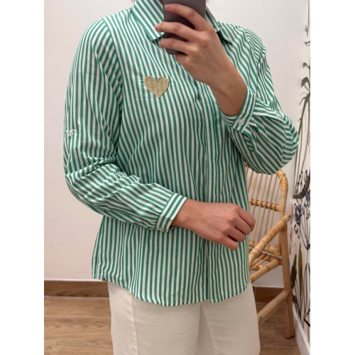 chemisier raye vert gc pr26