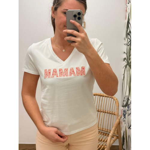 tee shirt maman col v...