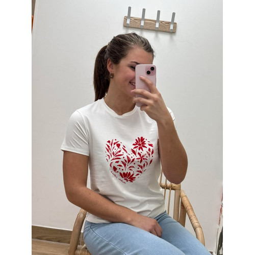 tee shirt coeur floral...