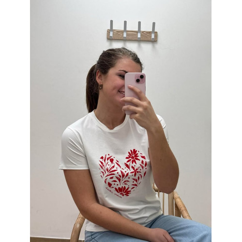 tee shirt coeur floral...