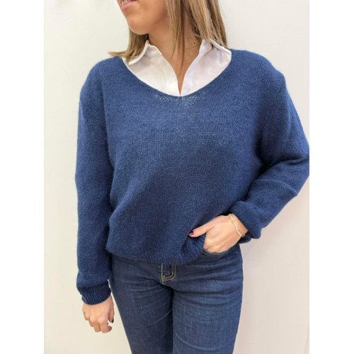Pull Alpaga bleu marine at25