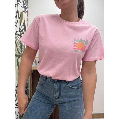 tee shirt enf riviera rose...