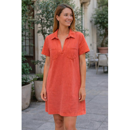 robe courte en jeans corail et26