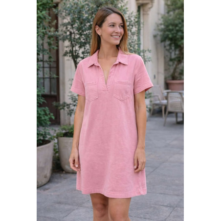 robe courte en jeans rose bebe et26