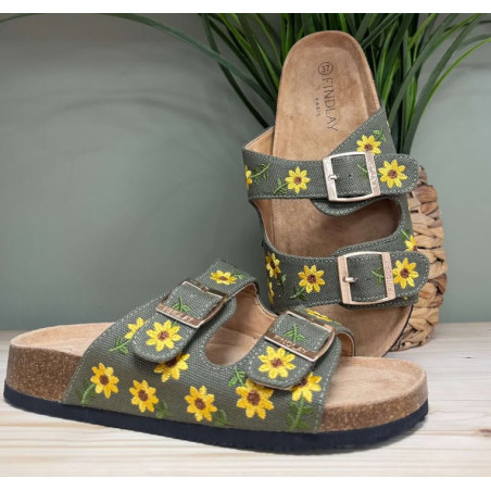 mules tournesol kaki et26