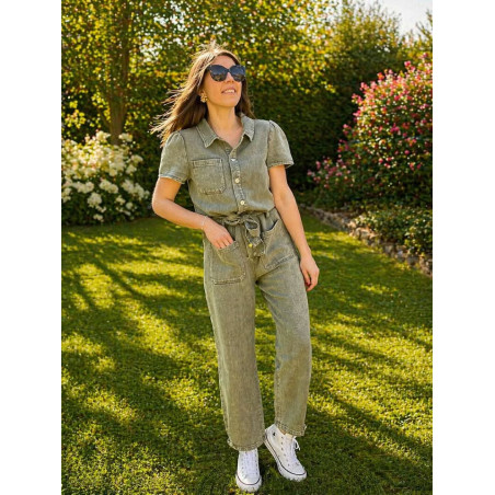 combi pantalon en jeans kaki et26