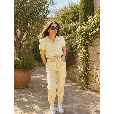 combi pantalon en jeans beige et26