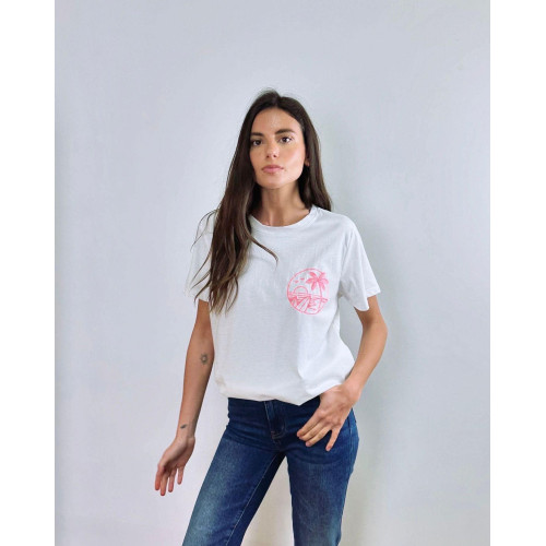 tshirt palmier blanc/fushia...