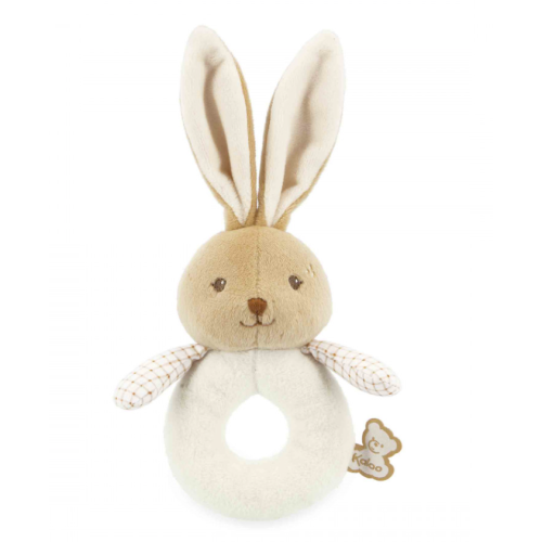 doudou hochet lapin creme
