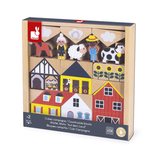 set 34 cubes en bois campagne