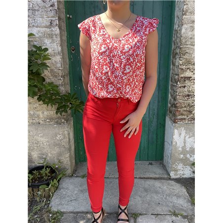 JEANS SLIM NINA TAILLE HAUTE ROUGE